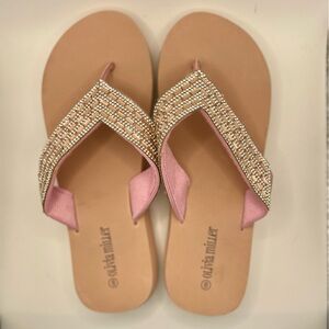 Olivia Miller Pink Rhinestone Flip Flops​​